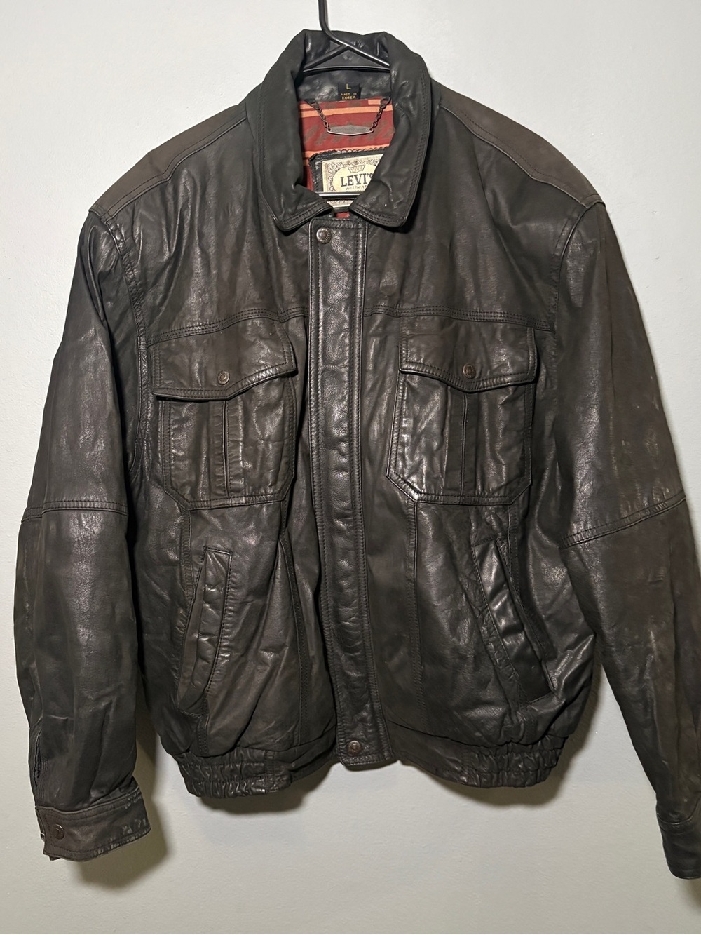 Levi's Men's Dark Brown Leather Bomber Jacket